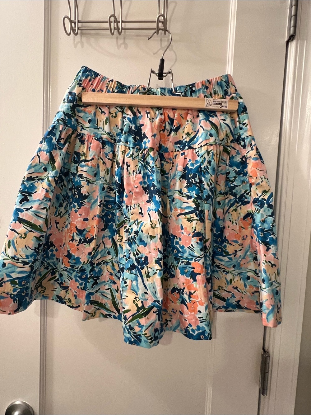 Abercrombie & Fitch Blue Teal Coral Floral' Elastic Waist skirt